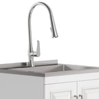Darwin Deluxe 24" Laundry Cabinet with Pull-out Faucet and Stainless Steel Sink