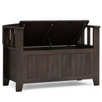 Acadian Solid Wood Small Entryway Storage Bench in Brunette