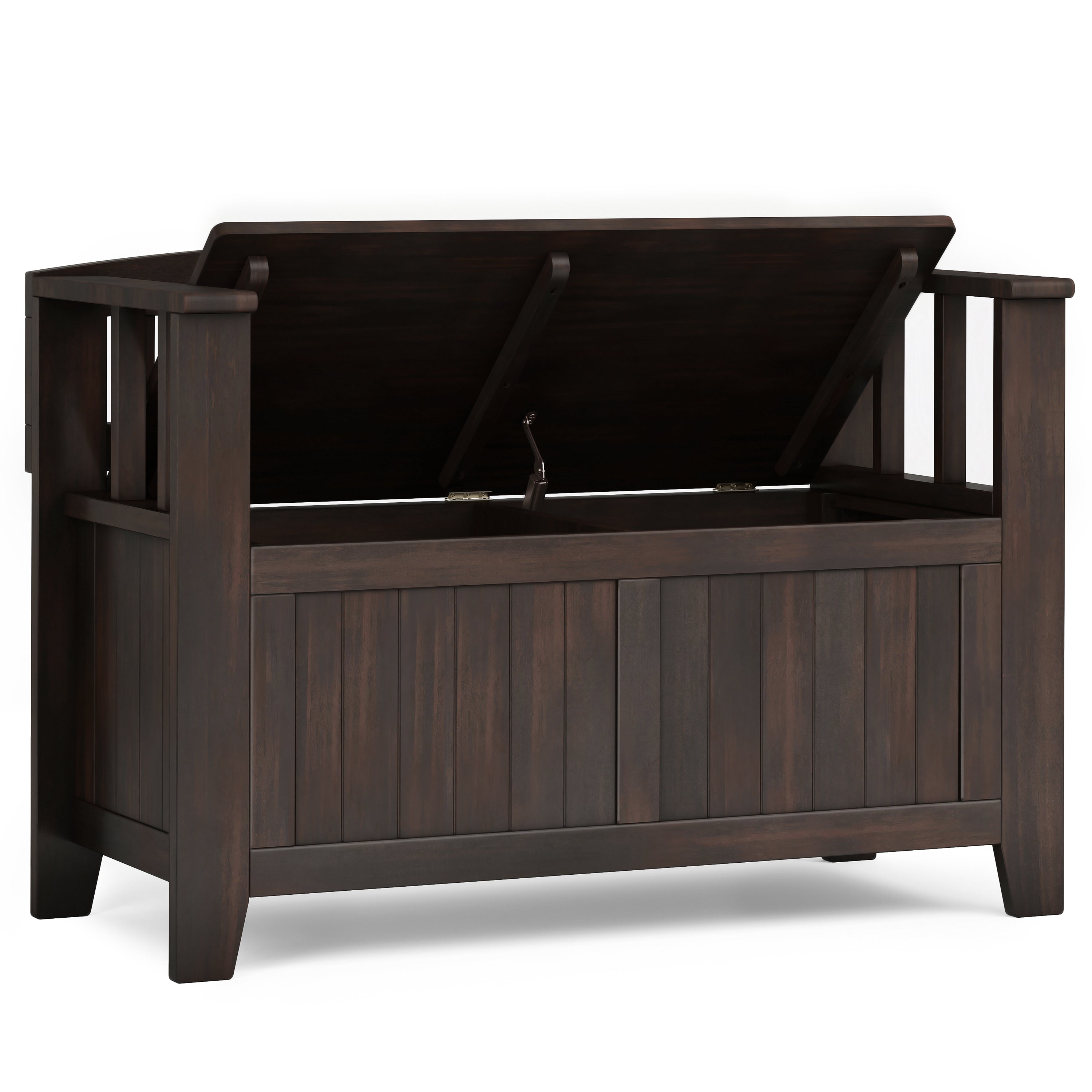 Acadian Solid Wood Small Entryway Storage Bench in Brunette