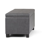 Dover 36 Inch Wide Storage Ottoman Bench in Stone