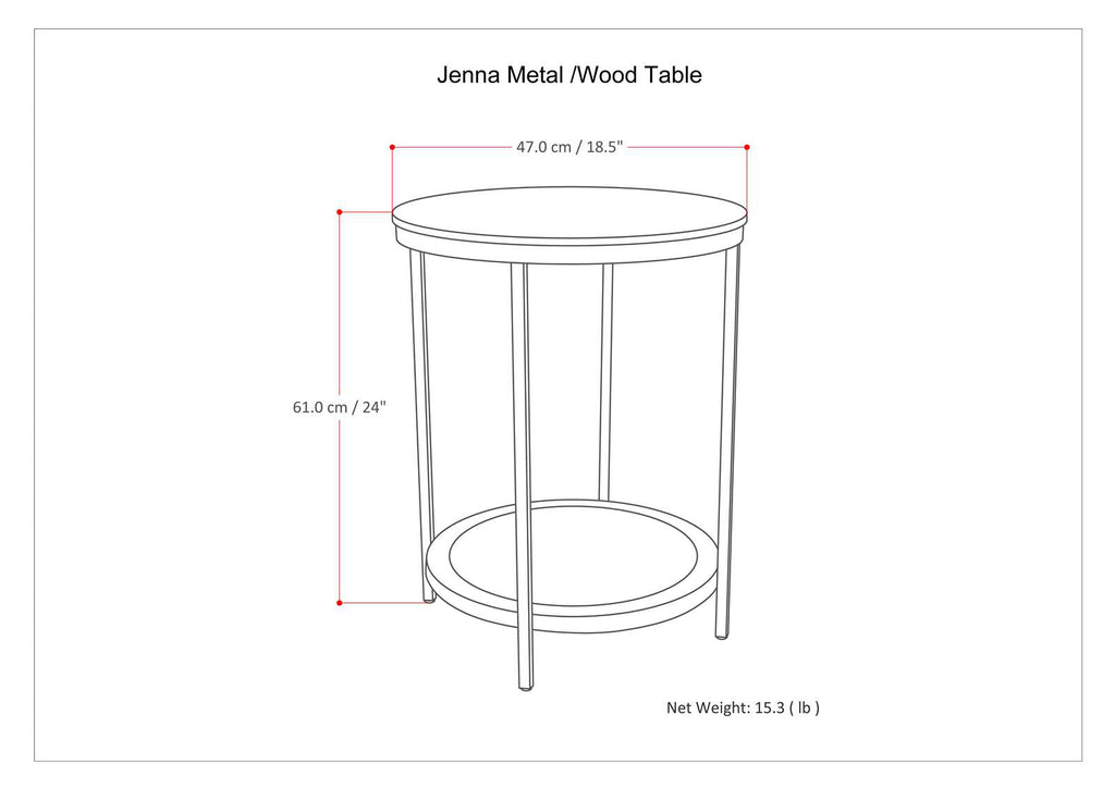 Jenna 18" Wide Solid Mango Wood and Metal Round Side Table