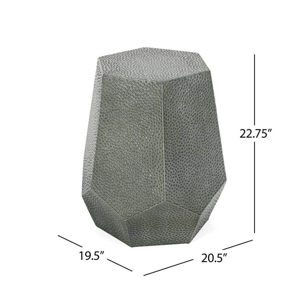 Metal Hammered End Table