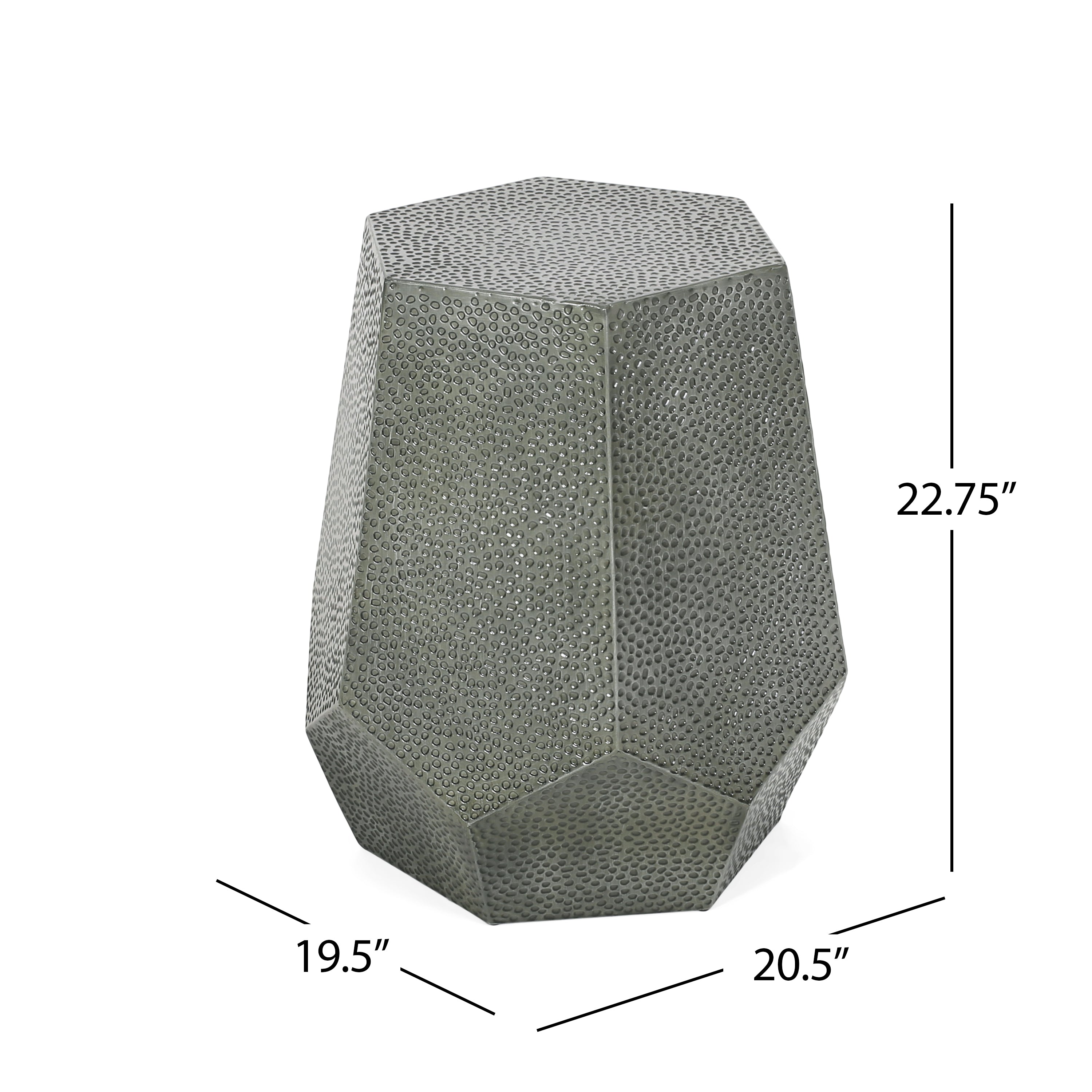 Metal Hammered End Table