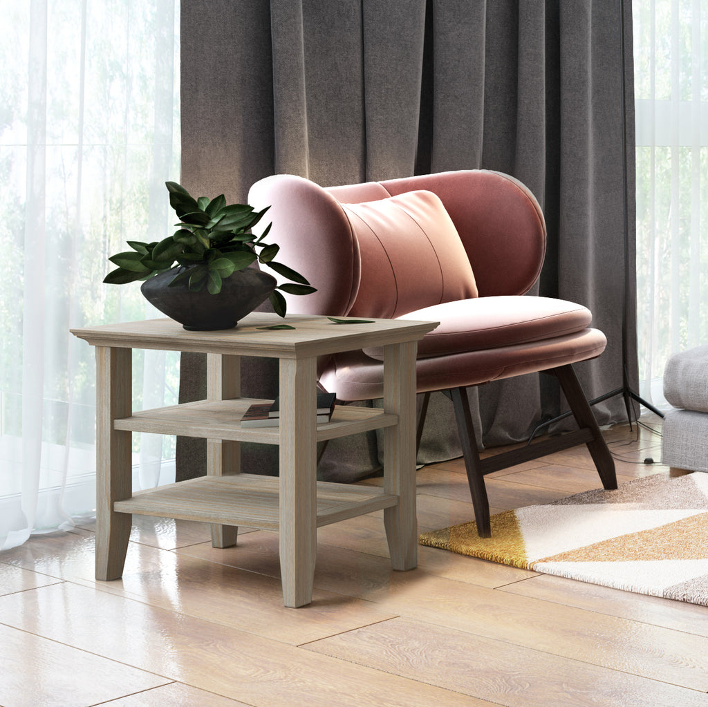 Acadian Solid Wood Narrow Side Table in Distressed