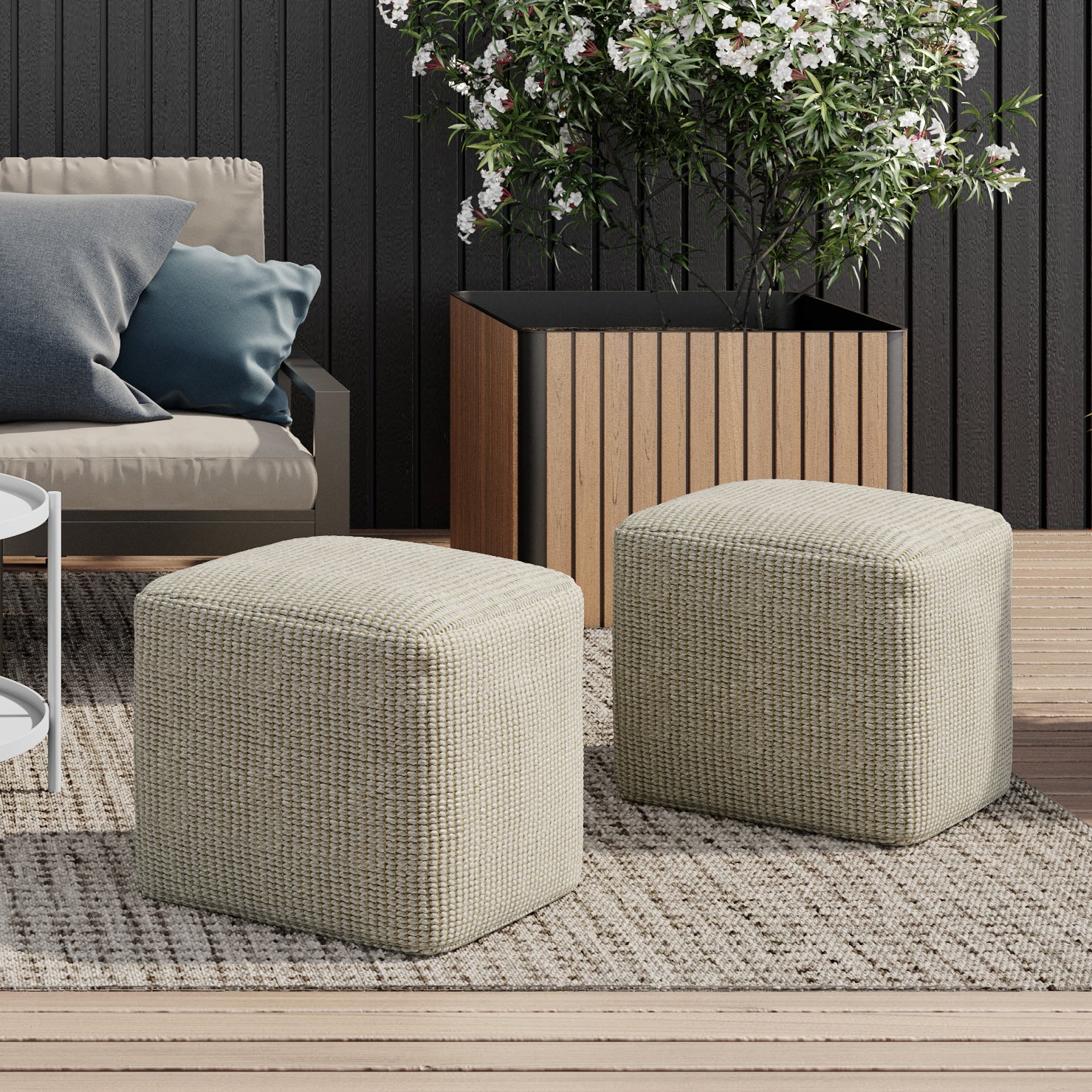 Zelma Square Woven Outdoor / Indoor Pouf