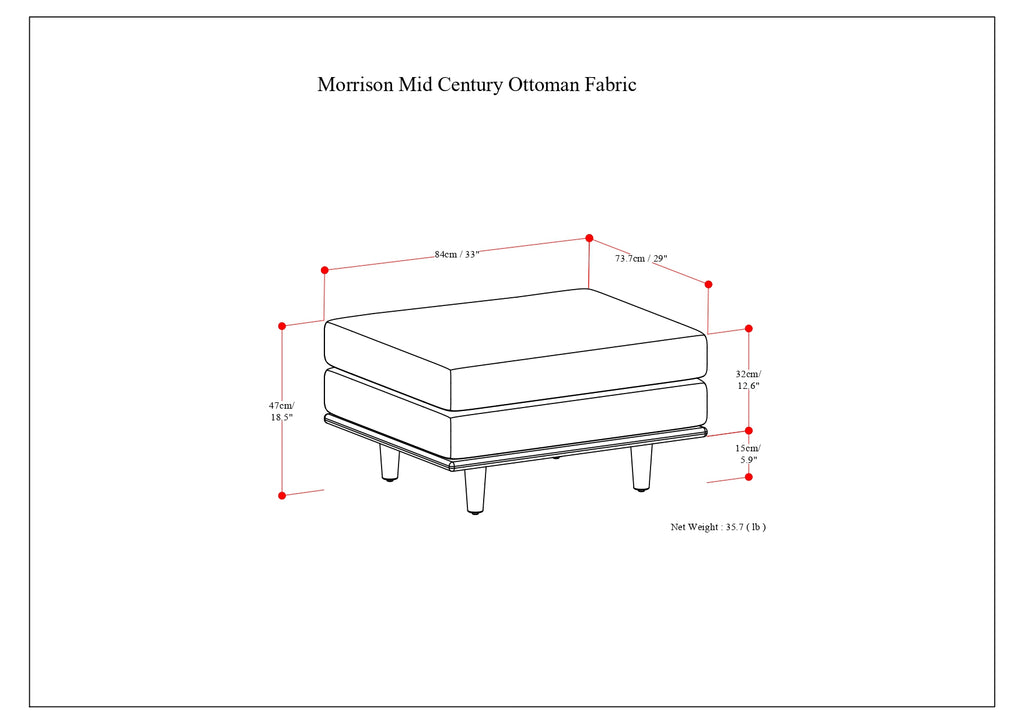Morrison Ottoman in Mist