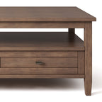 Warm Shaker Solid Wood 48 Inch Wide Transitional Coffee Table in Rustic