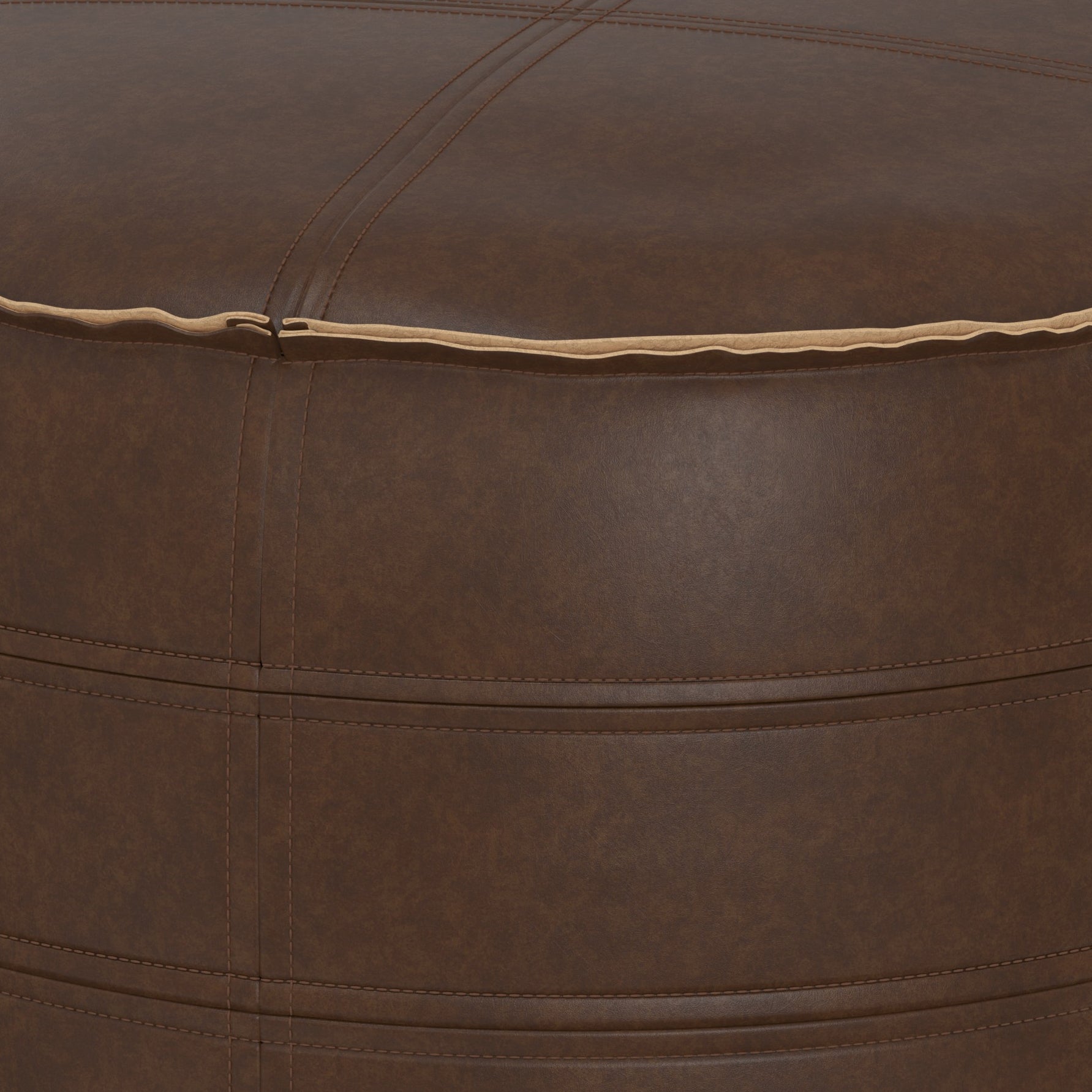 Brody 20 Inch Wide Round Pouf in Distressed