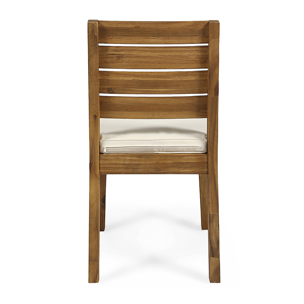 Outdoor Armless Dining Chair with Cushions (Set of 2)