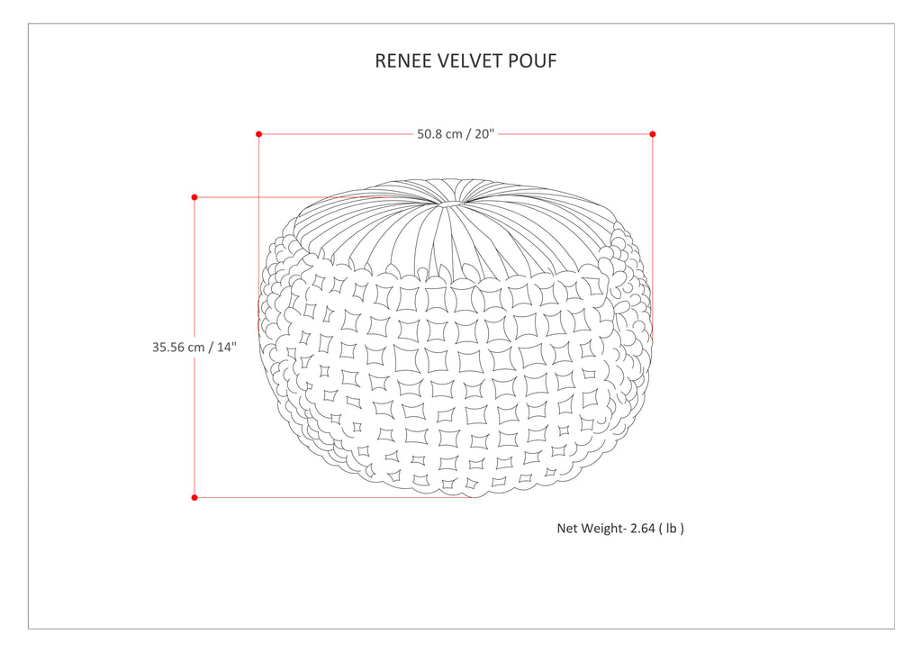 Renee 20 Inch Wide Round Pouf in Dark