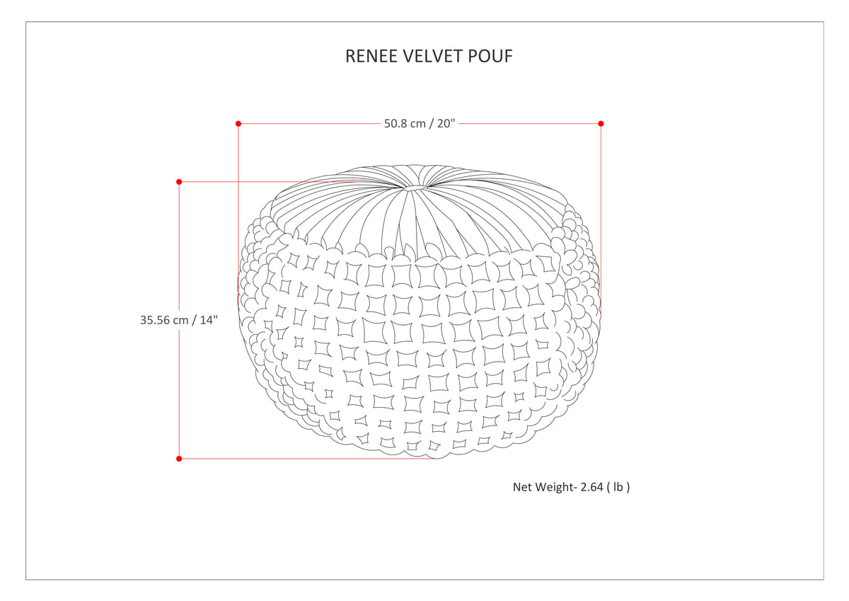 Renee 20 Inch Wide Round Pouf in Dark