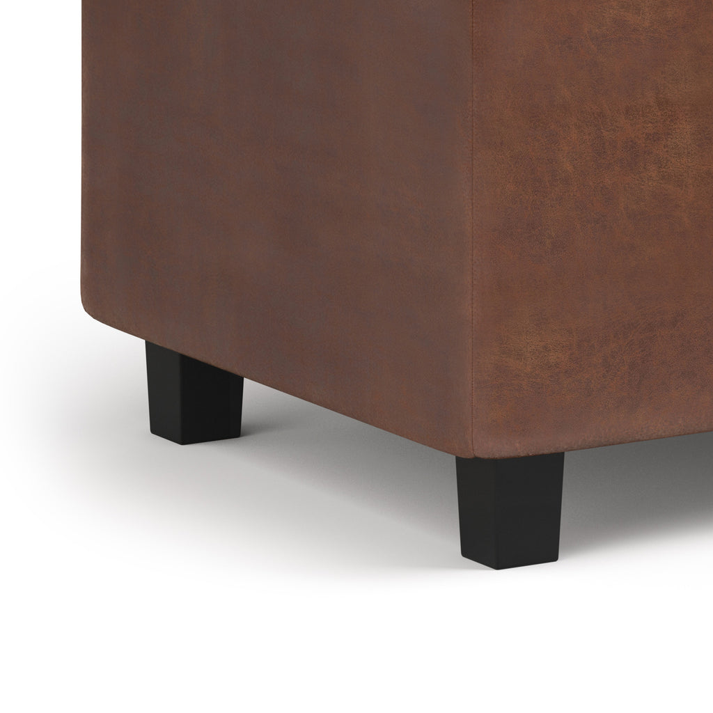 Cosmopolitan 34 Inch Wide Storage Ottoman in Distressed Saddle