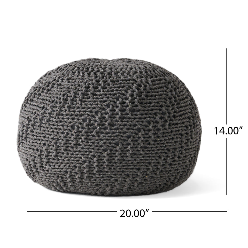 Hazel Knitted Cotton Yarn 20 x 20 Round Pouf