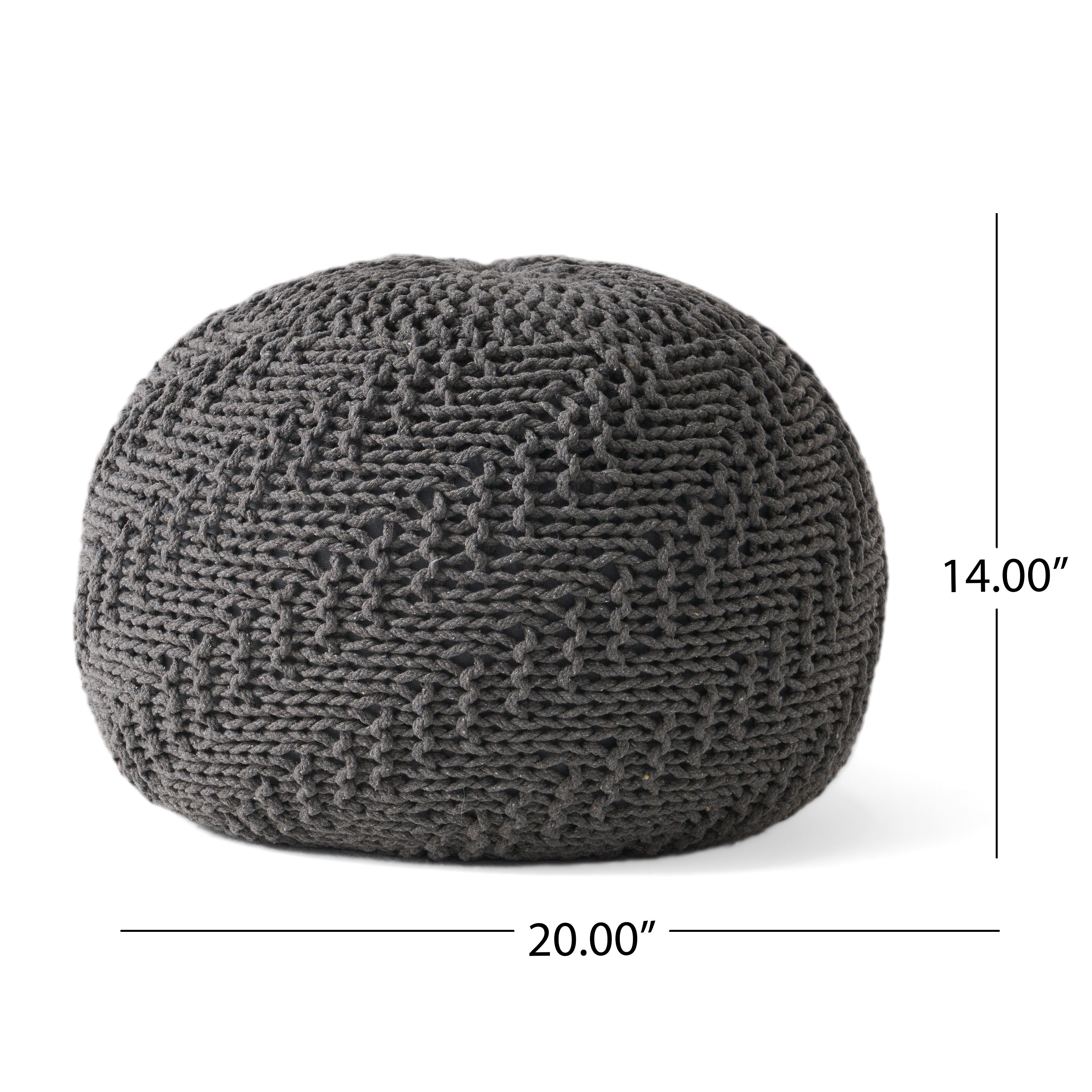 Hazel Knitted Cotton Yarn 20 x 20 Round Pouf