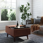 Owen 34 Inch Wide Tray Top Small Coffee Table Storage Ottoman