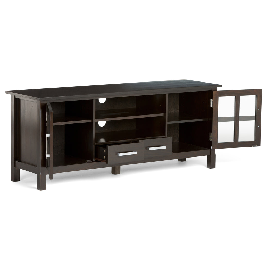 Kitchener 60 Inch Wide Solid Wood TV Stand in Hickory