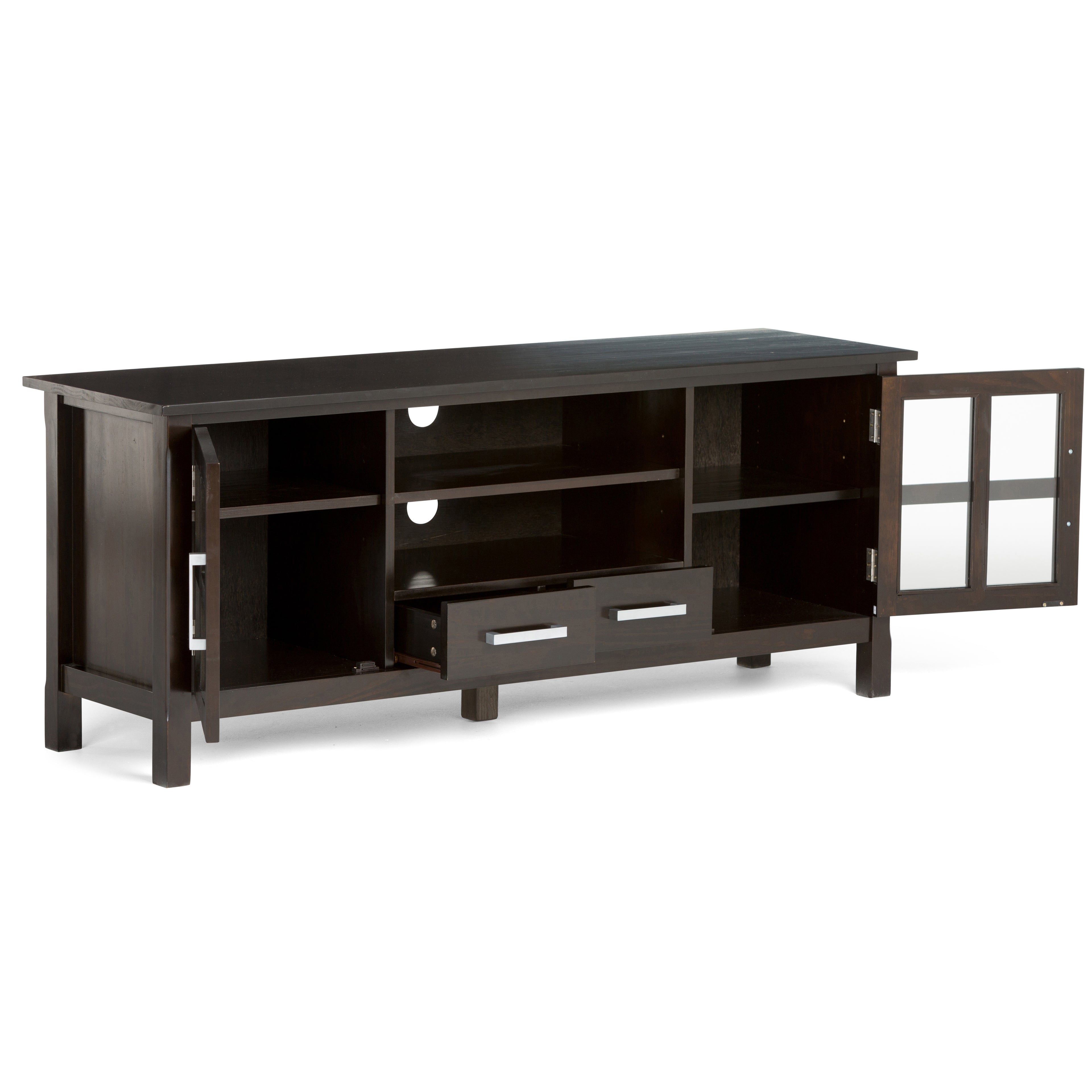Kitchener 60 Inch Wide Solid Wood TV Stand in Hickory