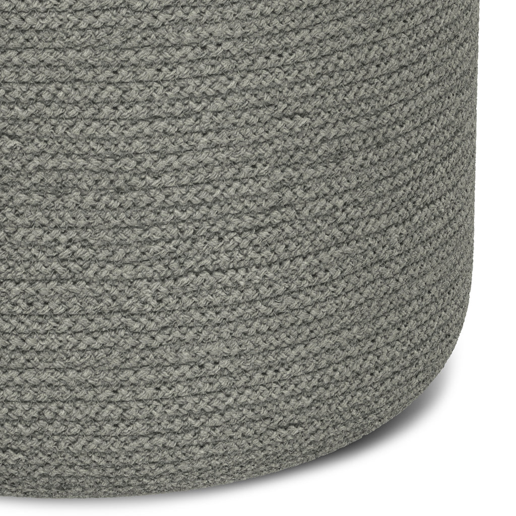 Serena - Round Braided Pouf - Dove