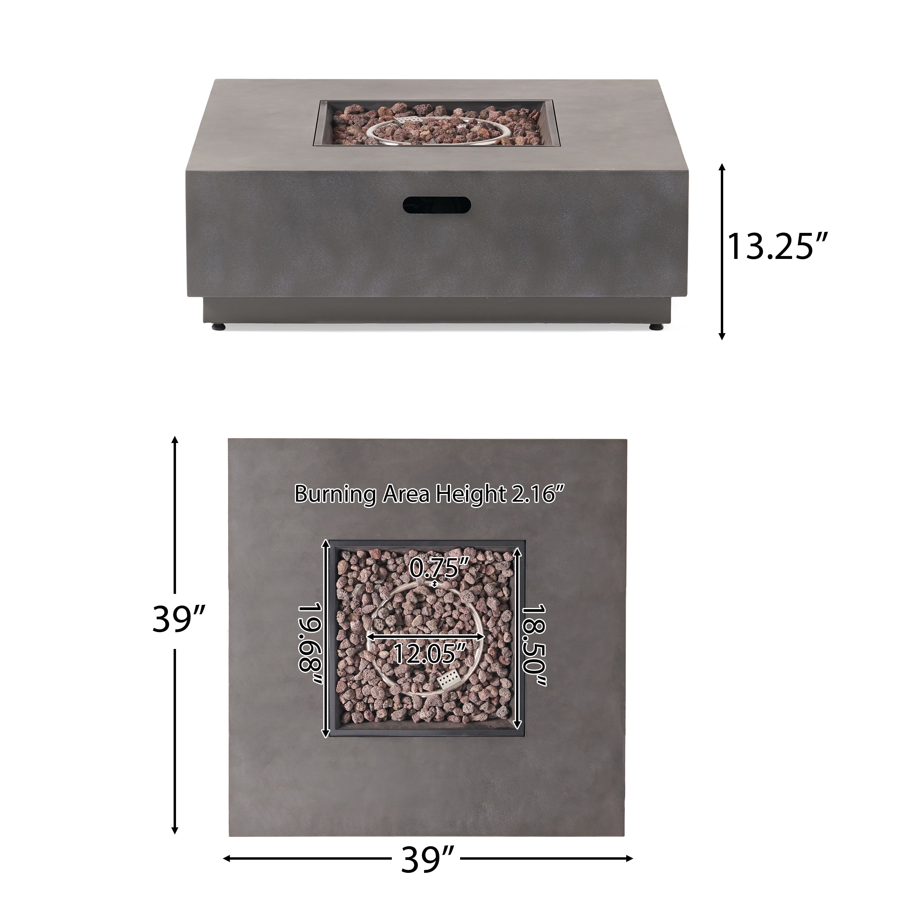 Square Iron Fire Pit - 50,000 BTU