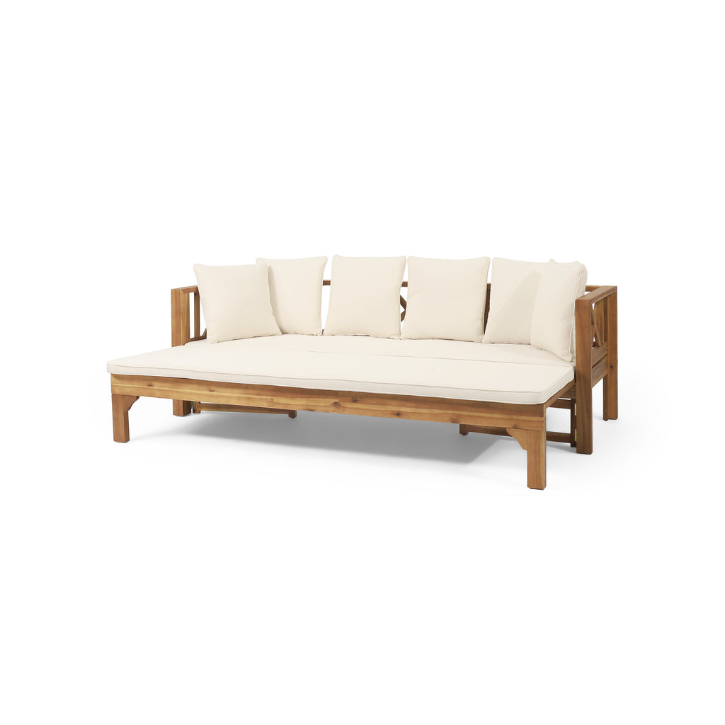 Outdoor Extendable Acacia Wood 3 Seater Sofa