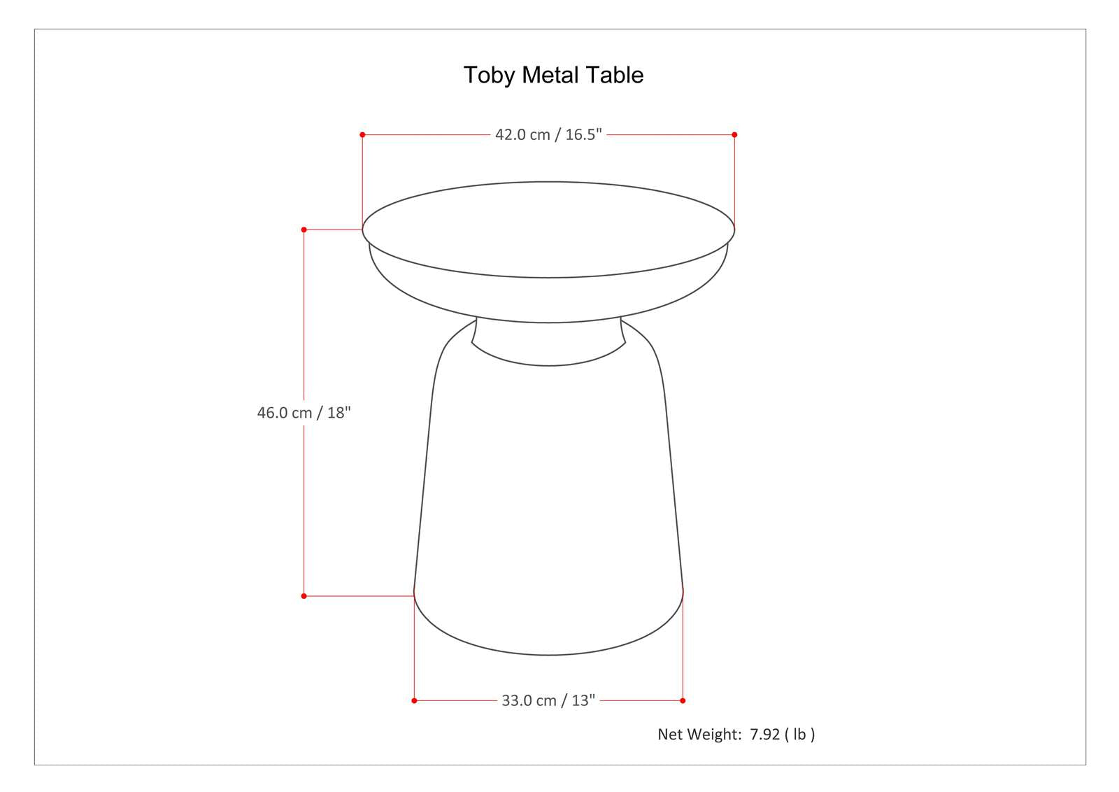 Toby 17 Inch Wide Modern Industrial Metal Accent Table