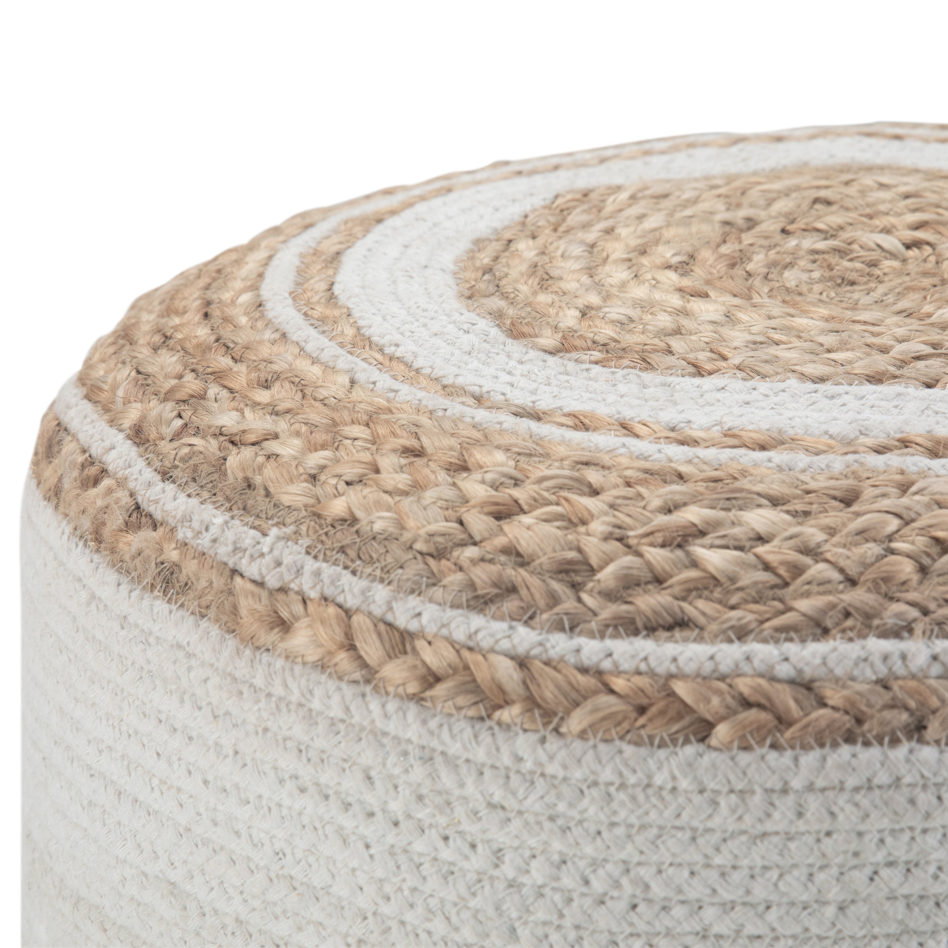 Serena 18 Inch Wide Round Braided Pouf