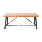 Outdoor Acacia Wood Metal Base Dining Table - Teak