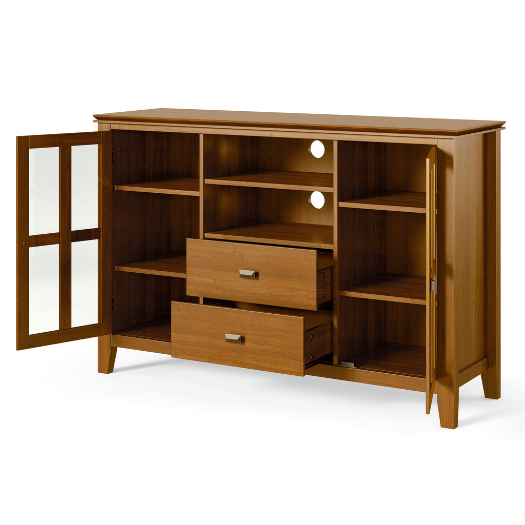 Artisan 53 Inch Wide Solid Wood Tall TV Stand in Light Golden