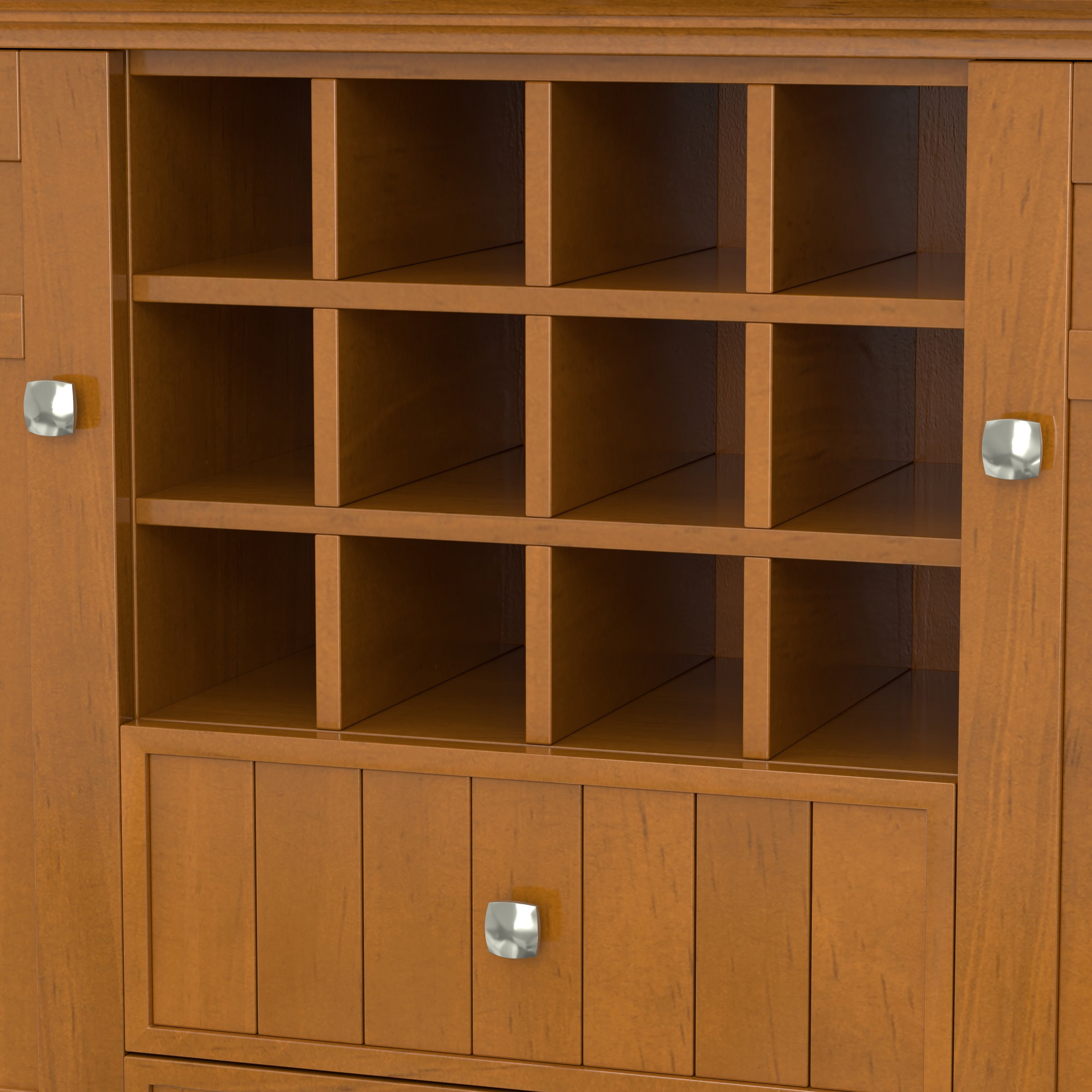 Bedford 54 Inch Wide Solid Wood Sideboard Buffet and Wine Rack in Light Golden