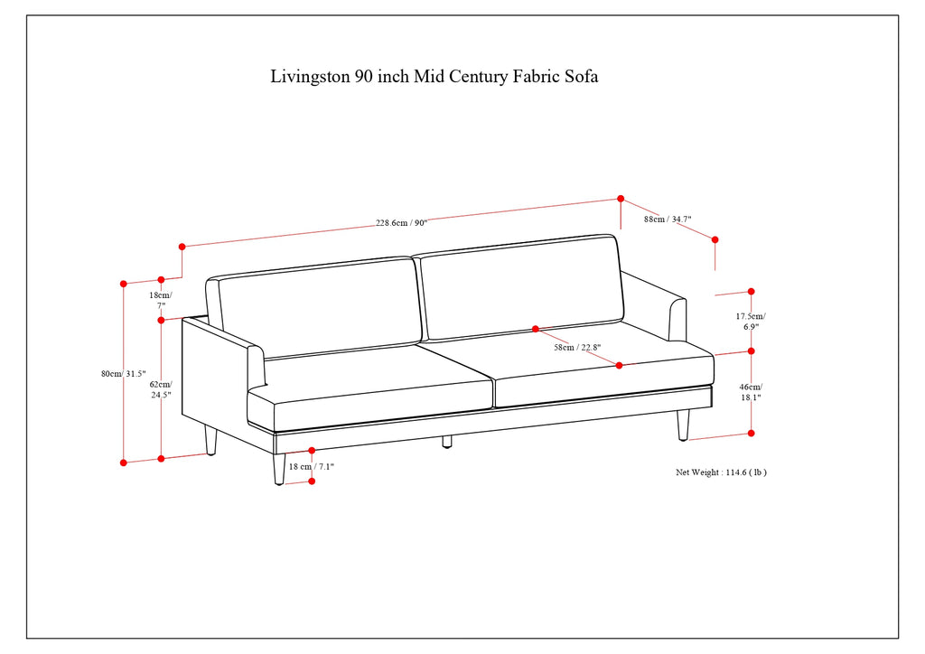 Livingston 90" Sofa - Mist