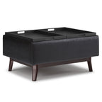 Owen 34 Inch Wide Tray Top Small Coffee Table Storage Ottoman