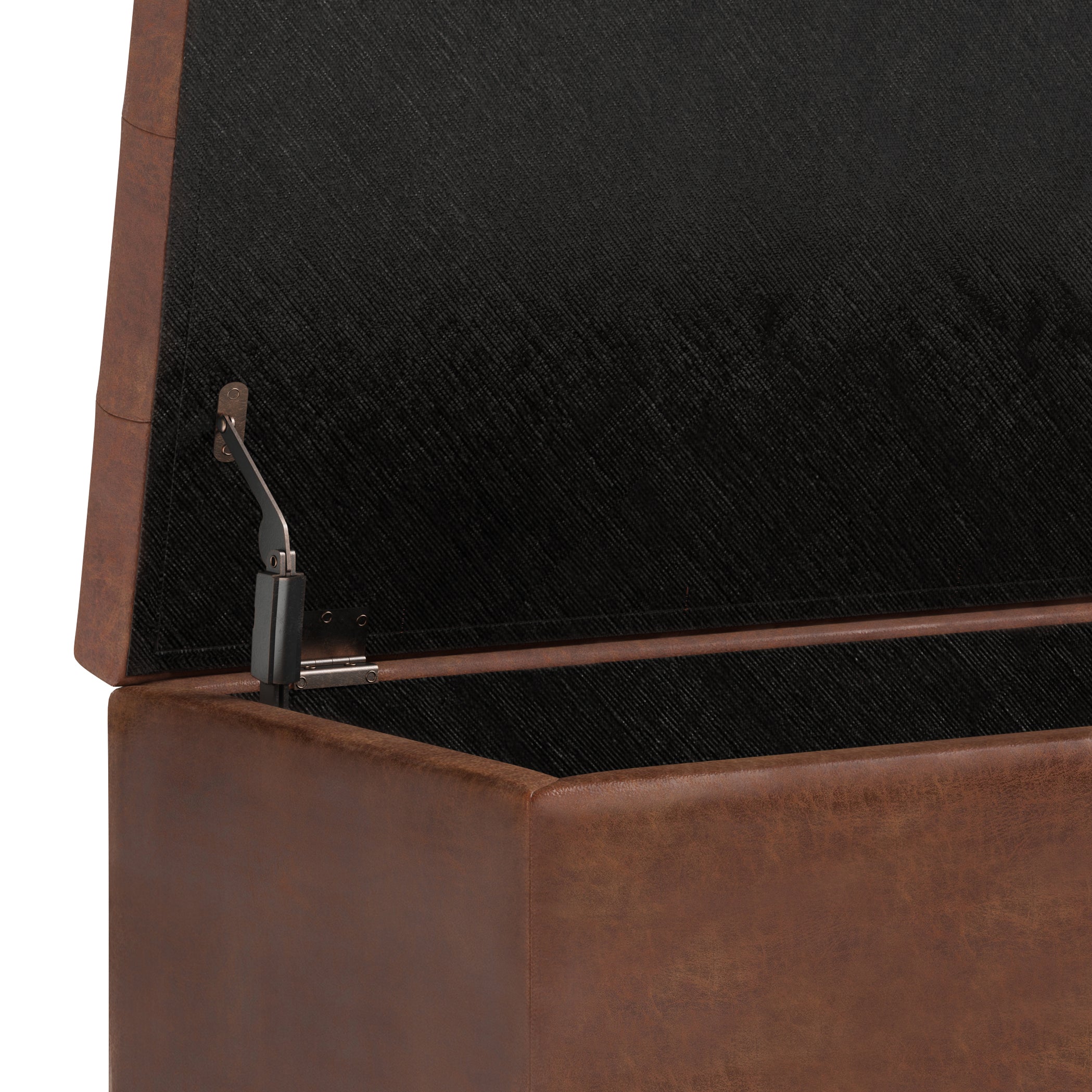 Cosmopolitan 34 Inch Wide Storage Ottoman in Distressed Saddle