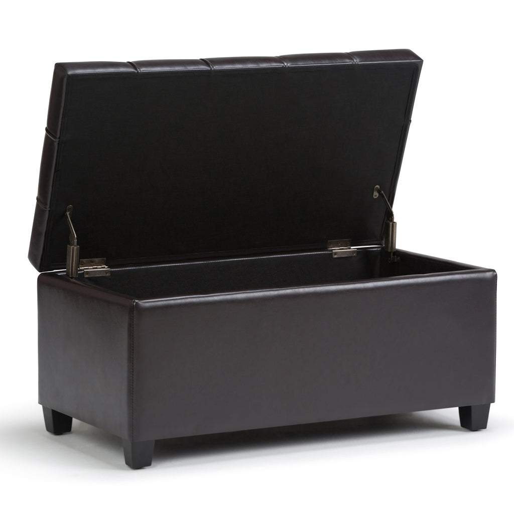 Sienna 33 Inch Wide Storage Ottoman Bench in Tanners