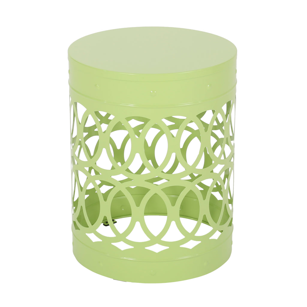 Modern Outdoor Metal End Table with Iron Cut Design