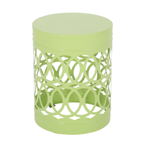 Modern Outdoor Metal End Table with Iron Cut Design