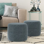 Bayley 20 Inch Wide Round Pouf in Aegean