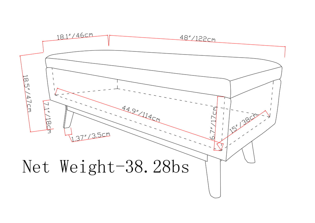Owen 48 Inch Wide Rectangular Storage Ottoman