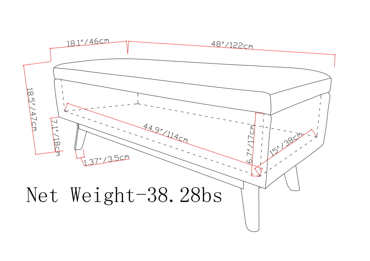 Owen 48 Inch Wide Rectangular Storage Ottoman
