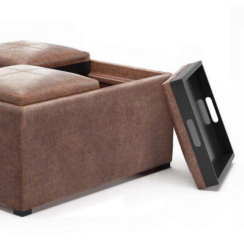 Avalon 35 Inch Wide Square Coffee Table Storage Ottoman