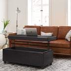 Avalon 44 Inch Wide Lift Top Rectangular Storage Ottoman in Tanners