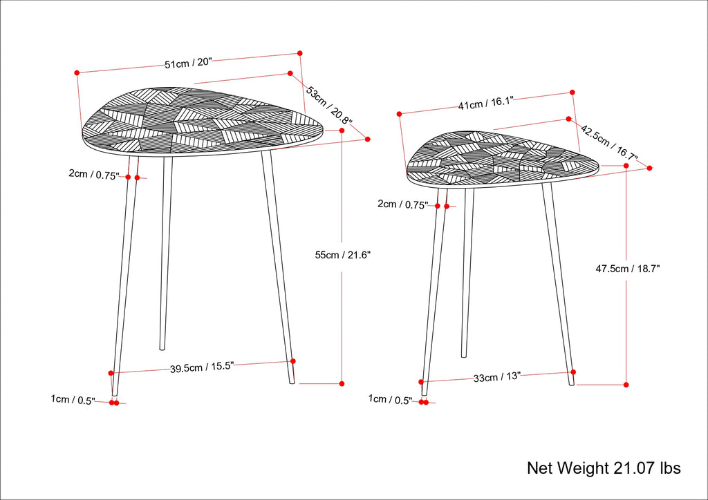 Shelton 2 Piece Metal Nesting Table - Nickel