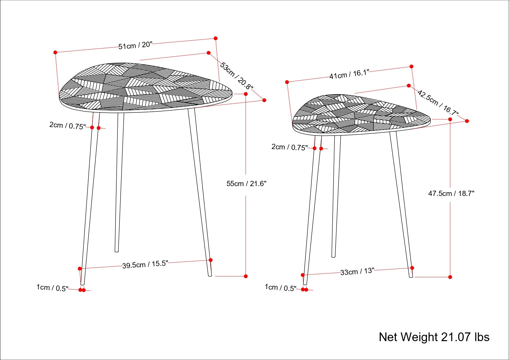 Shelton 2 Piece Metal Nesting Table - Nickel