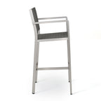Outdoor Rust-Proof Aluminum Barstools with PE Rattan Seat - Set of 2