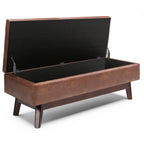 Owen 48 Inch Wide Rectangular Storage Ottoman in Distressed Saddle