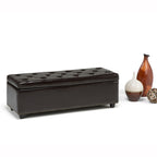 Hamilton 48 Inch Wide Storage Ottoman in Coffee