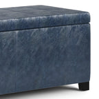 Dover 36 Inch Wide Storage Ottoman Bench in Denim