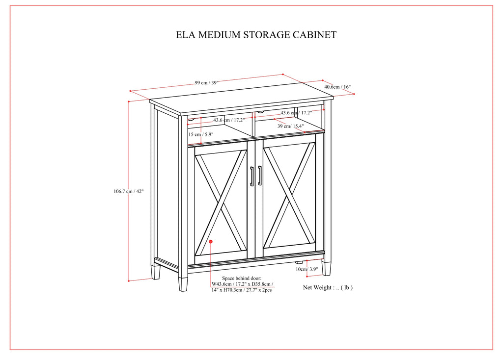 Ela Medium Storage Cabinet - Smoky