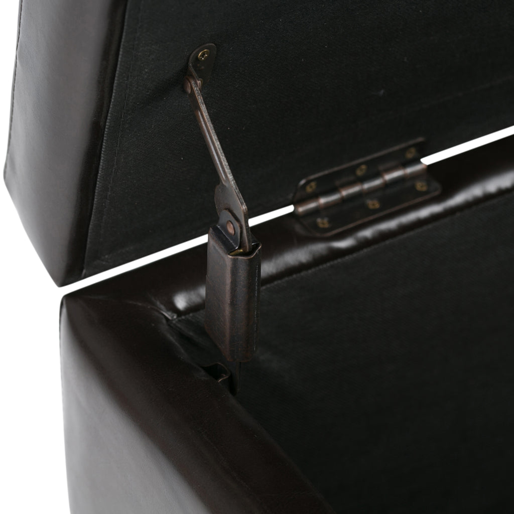 Hamilton 48 Inch Wide Storage Ottoman in Coffee