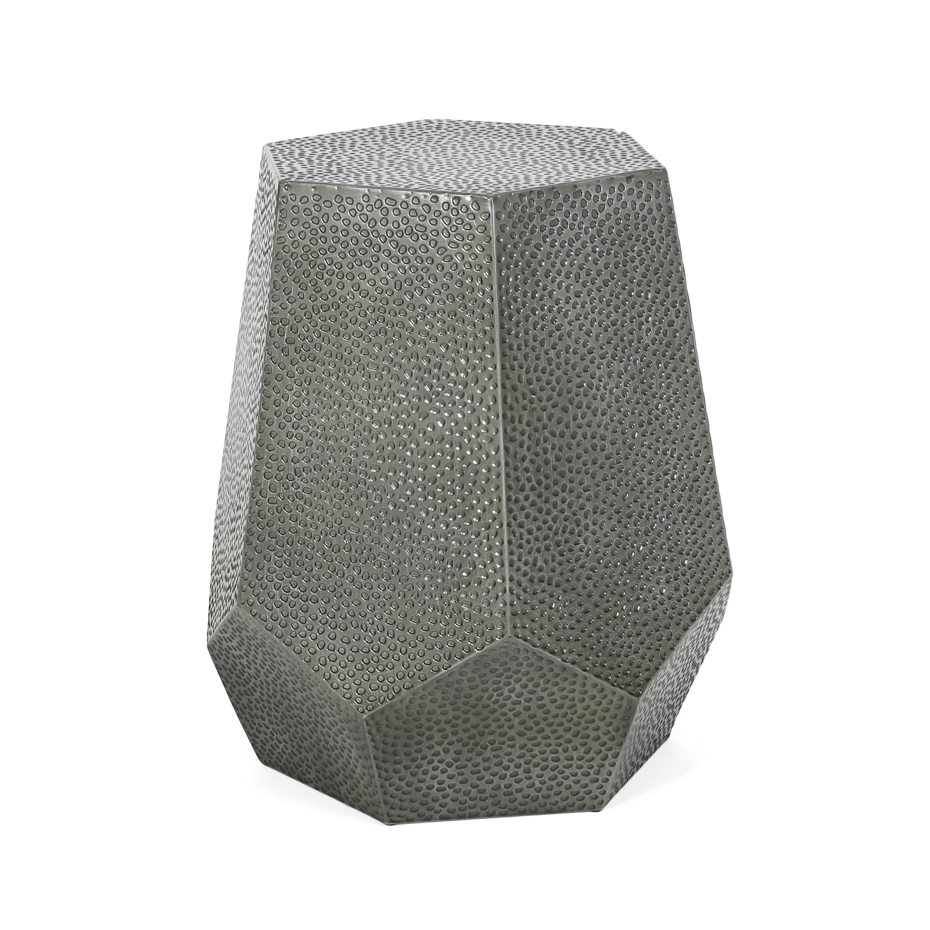 Metal Hammered End Table