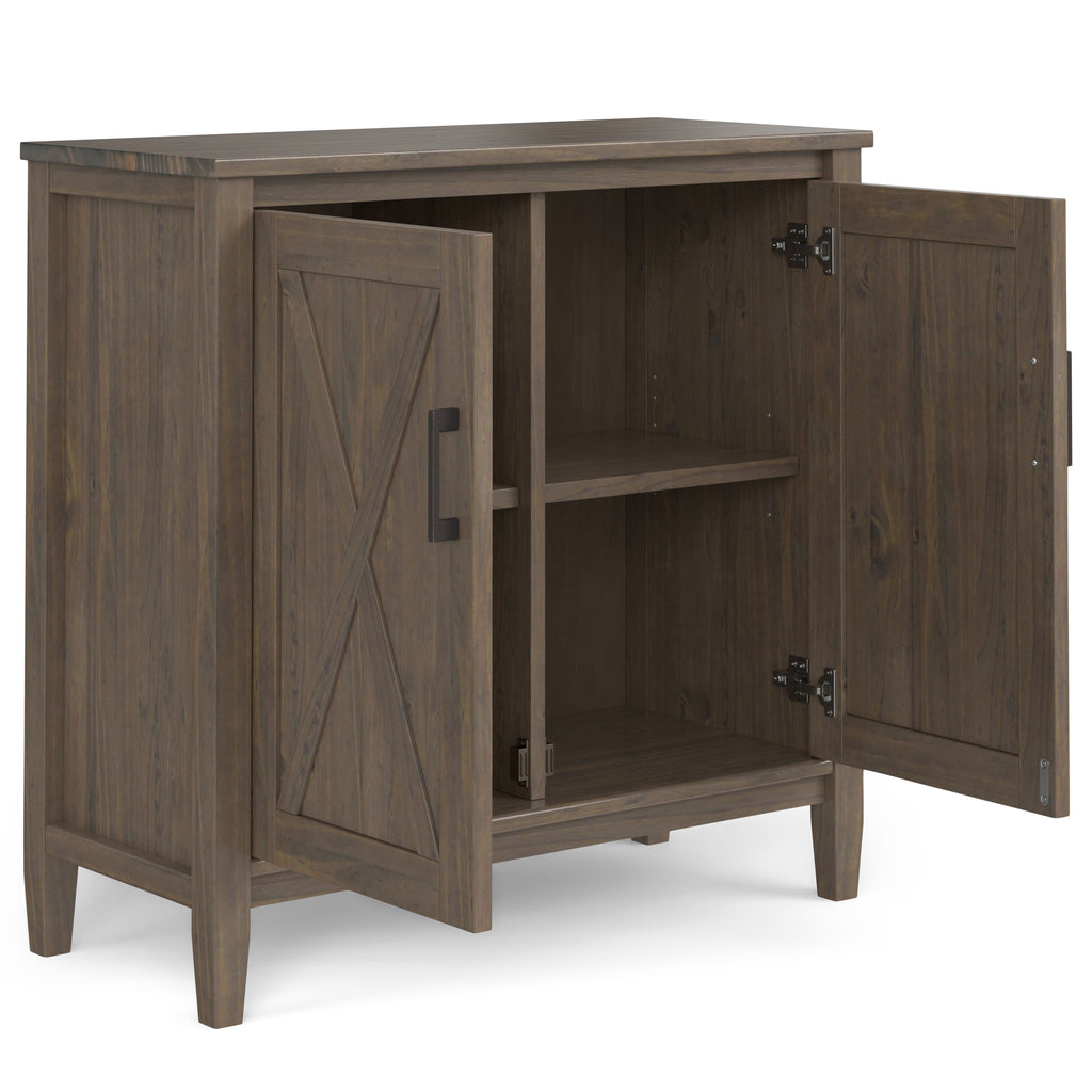 Ela 32 Inch Wide Solid Wood Low Storage Cabinet in Smoky